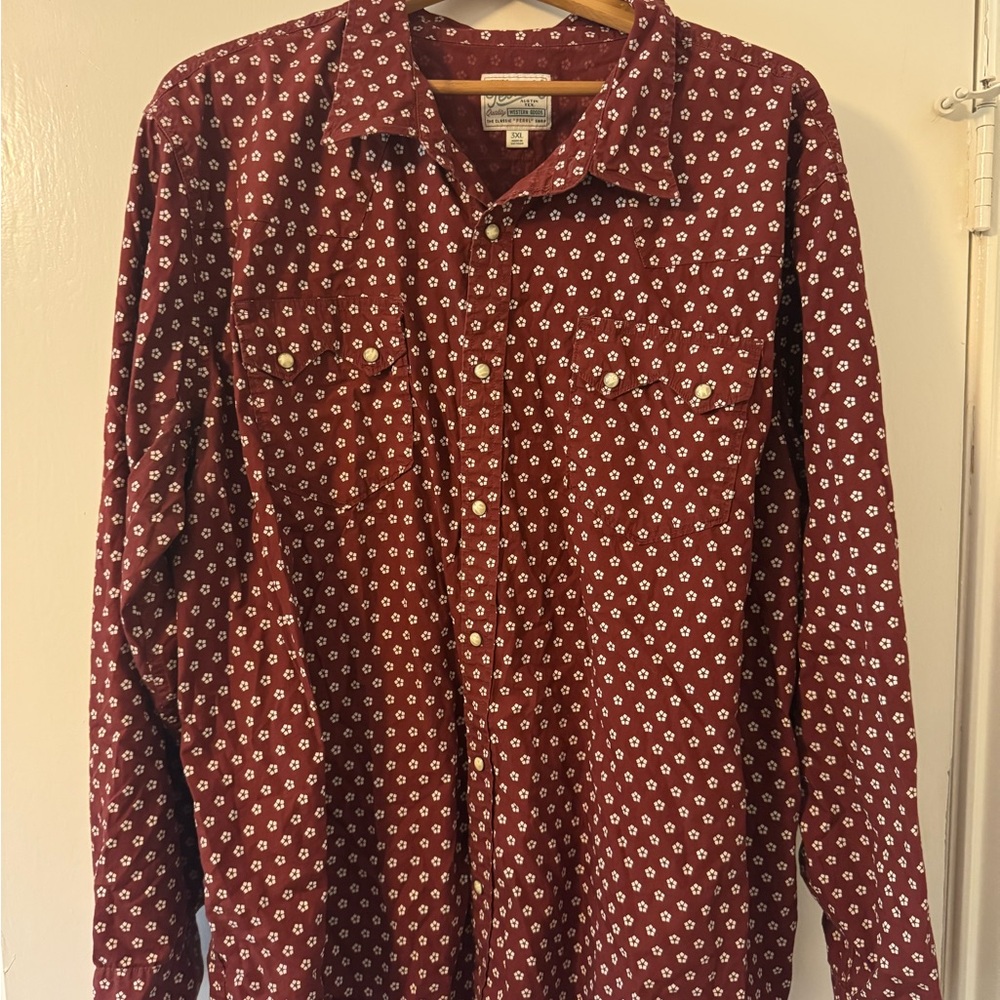 Tecovas Burgundy Patterned Button Down Shirt